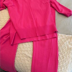 Vibrant Pink Knit Sweater and Pants Set